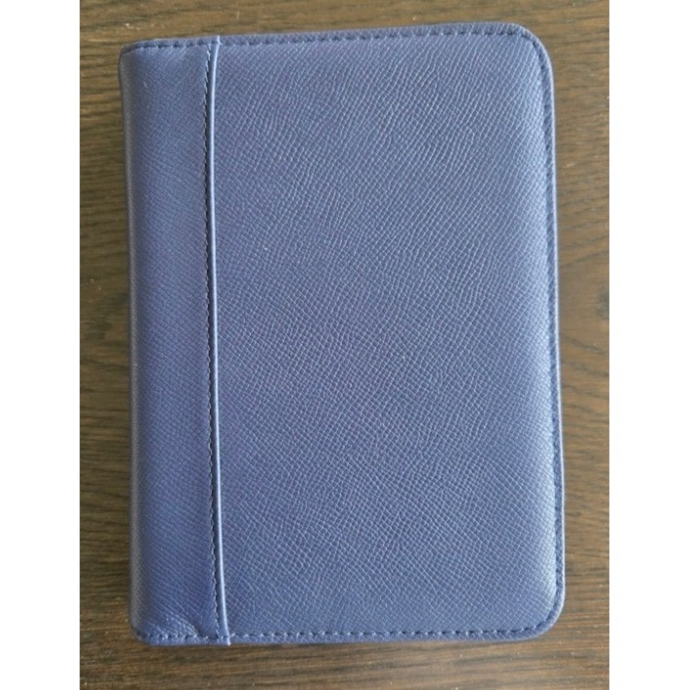 New Levenger Leather Zip Around Tech Travel Organizer Blue